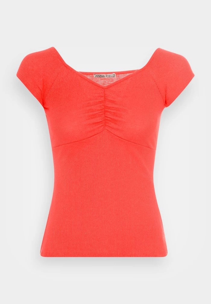 T-Shirt ANNA FIELD Anna Field Gathered Bust Romantic Top Rouge Femme | LKL-1790908